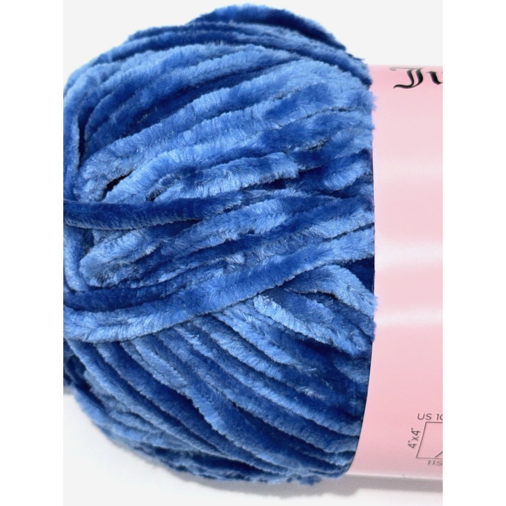JUICY COUTURE 2-Skein-Lot Luxe Velour Yarn Nautical Blue Discontinued Joann‎ 5B - Picture 2 of 4